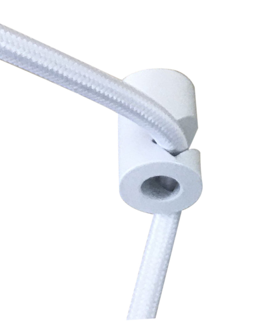 2 Light Swag Plug-In Pendant 16"w White Linen Drum with Diffuser, White Cord