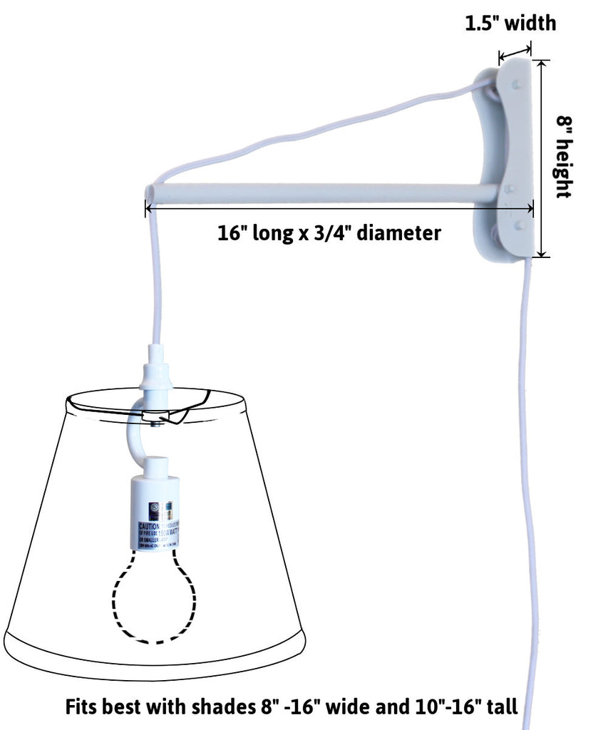 MAST Plug-In Wall Mount Pendant, 1 Light White Cord/Arm, Rectangular Textured Oatmeal Shade (8x14) (8x14) x 10